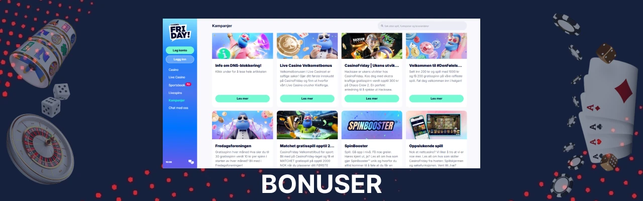 Bonuser hos casino friday